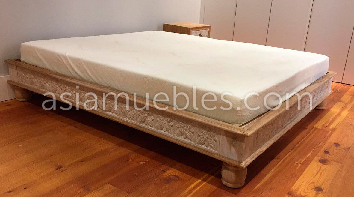 Cama estilo colonial-asiático en madera de teca - AM-20038