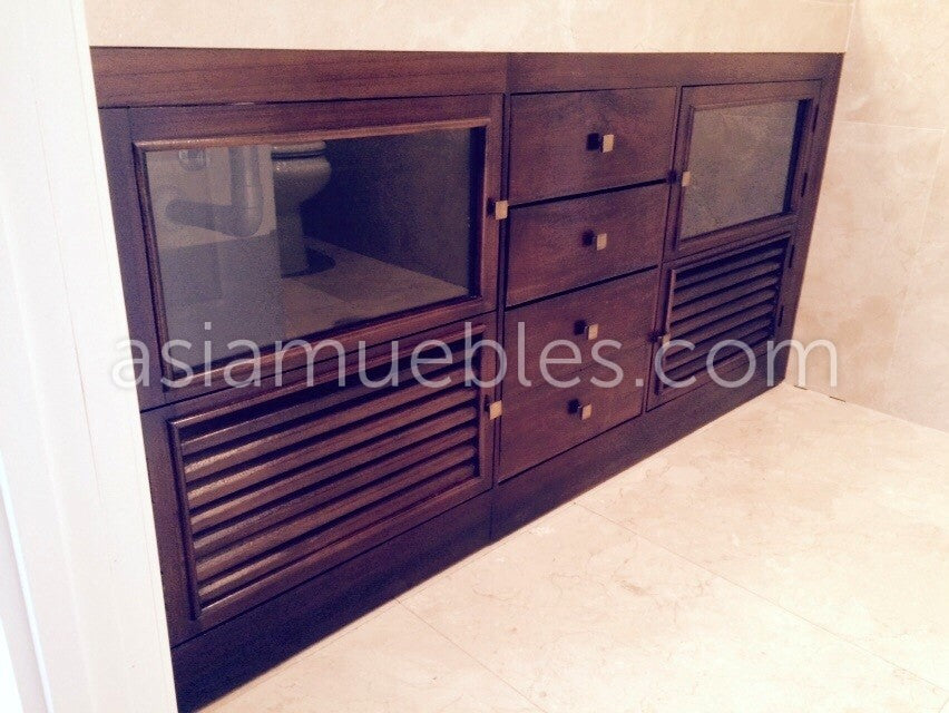 Mueble de Baño de teca artesanal estilo colonial y asiático 02/26