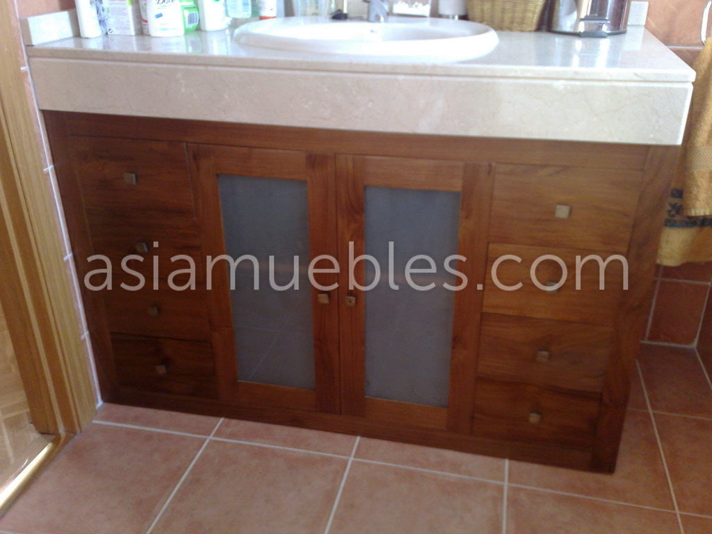 Mueble de Baño galán de noche estilo colonial y estilo asiático teca 06/26