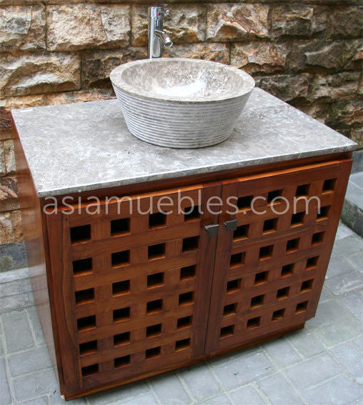 Mueble de Baño estilo colonial-asiático en teca fabricado artesanalmente 21/26