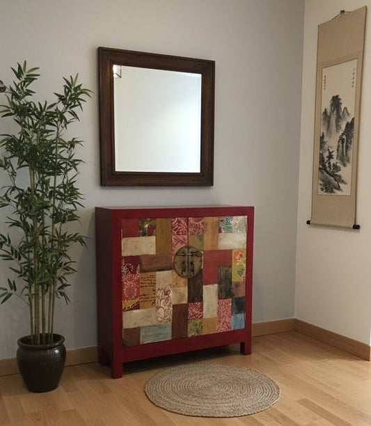 Aparador colonial asiático policromado y cierre chino AM-20840