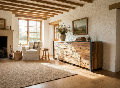 Aparador con patas de metal y madera de teca reciclada AM202109281346