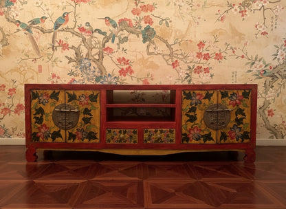 Aparador estilo colonial-asiatico Tibetano a medida en teca – AM-14174