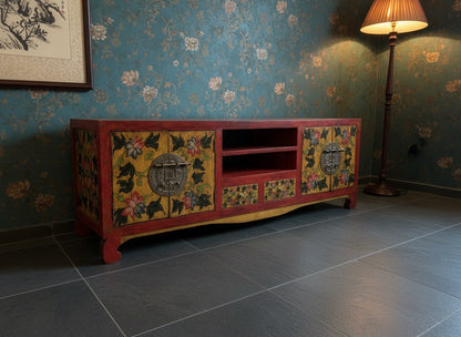 Aparador estilo colonial-asiatico Tibetano a medida en teca – AM-14174