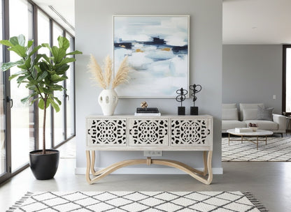 Aparador a medida con puertas talladas en madera de teca estilo balinés AM202201191449