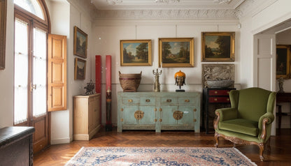 Aparador a medida en madera de teca y celosía tallada estilo asiático AM202201241509