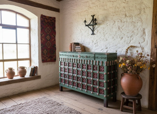 Aparador colonial asiático estilo indio dos colores AM-20838