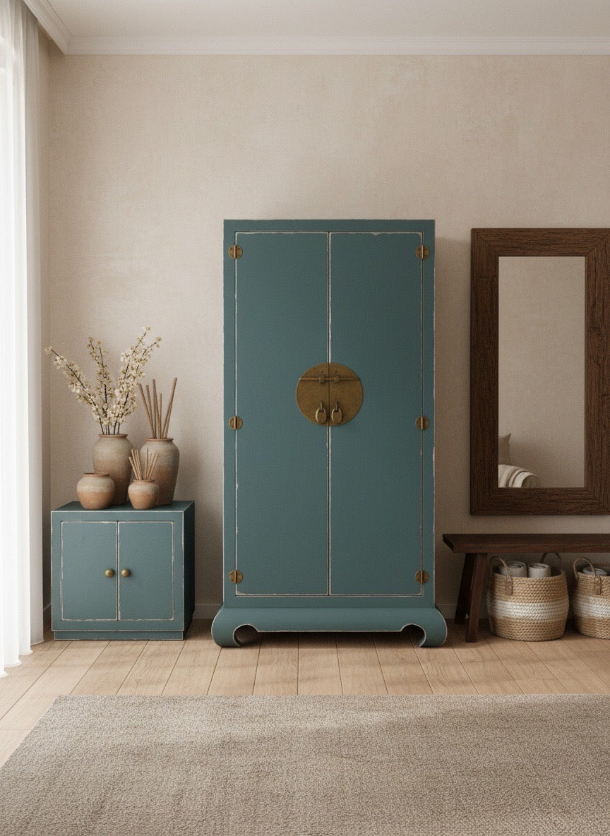 Armario de boda chino  asiático-colonial en madera de teca a medida AM-14231