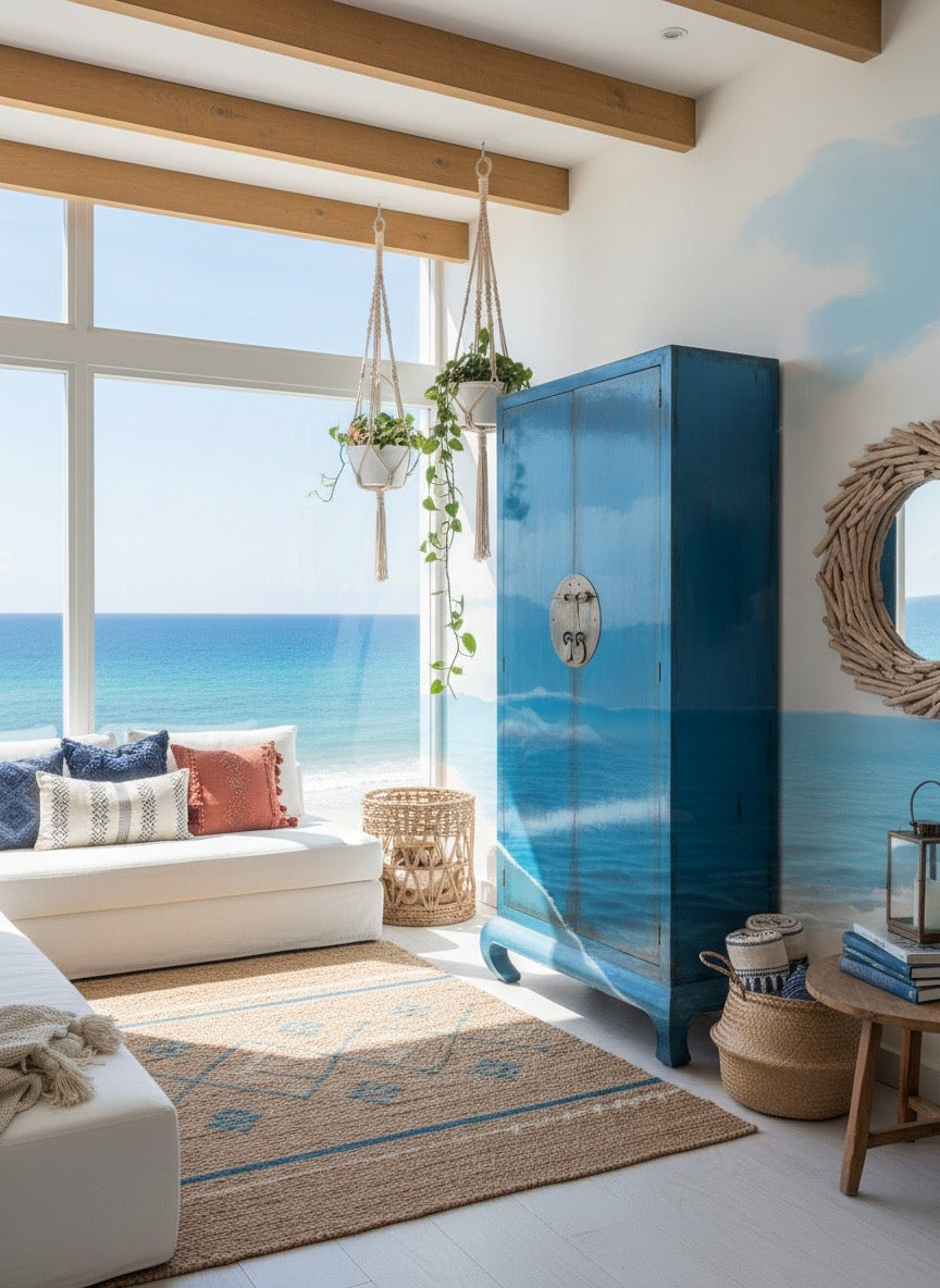 Armario de boda chino  asiático-colonial en madera de teca a medida AM-14231