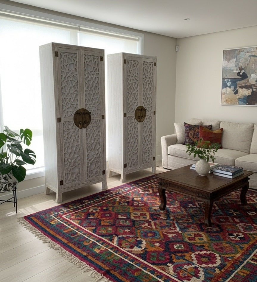 Armarios de estilo colonial-oriental a medida teca y metal AM202107151140