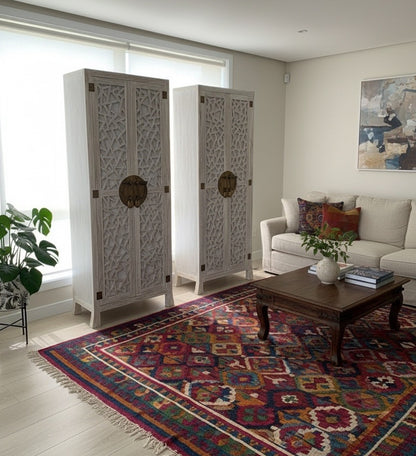 Armarios de estilo colonial-oriental a medida teca y metal AM202107151140