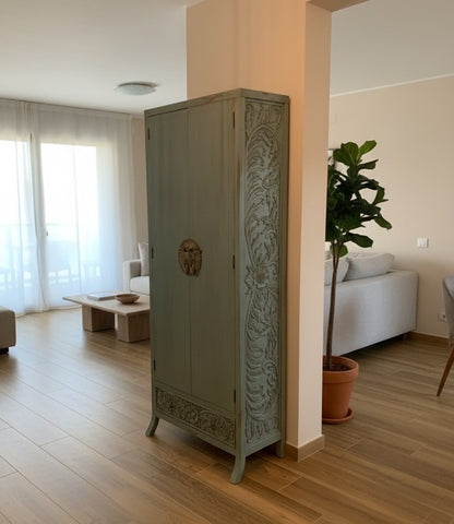 Armario de estilo colonial-oriental a medida teca tallada AM202109281355