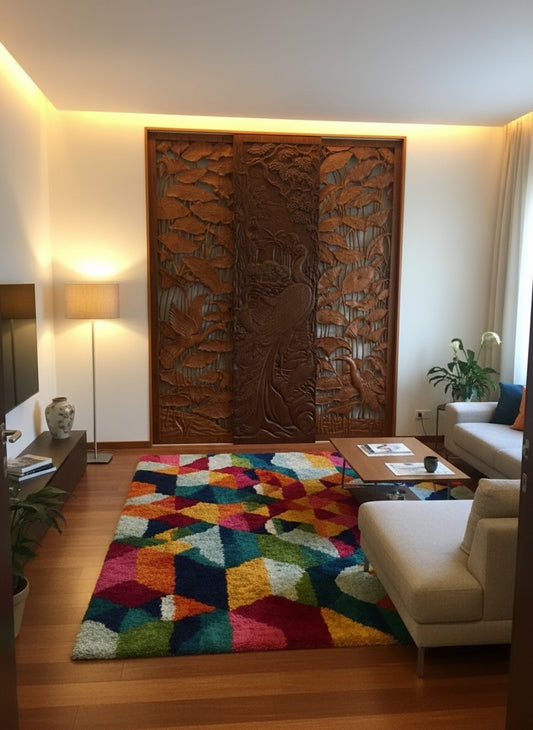 Puertas correderas talladas a medida teca 06/61