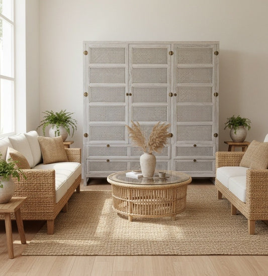 Armario teca y Fibras naturales, a medida AM202404111831