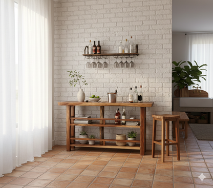 Barra de bar estilo colonial a medida en madera de teca AM202107151157