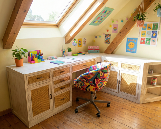 Escritorio colonial asiático a medida teca