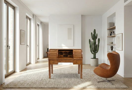 Escritorio colonial asiático a medida teca 01/21