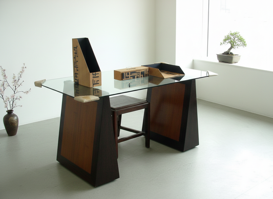 Escritorio colonial asiático a medida teca 18/21