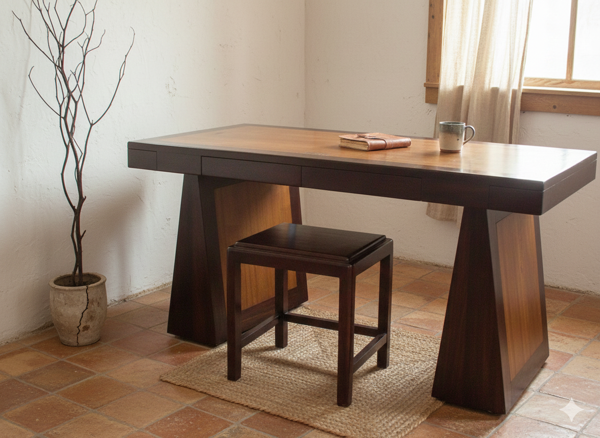 Escritorio colonial asiático a medida teca 17/21