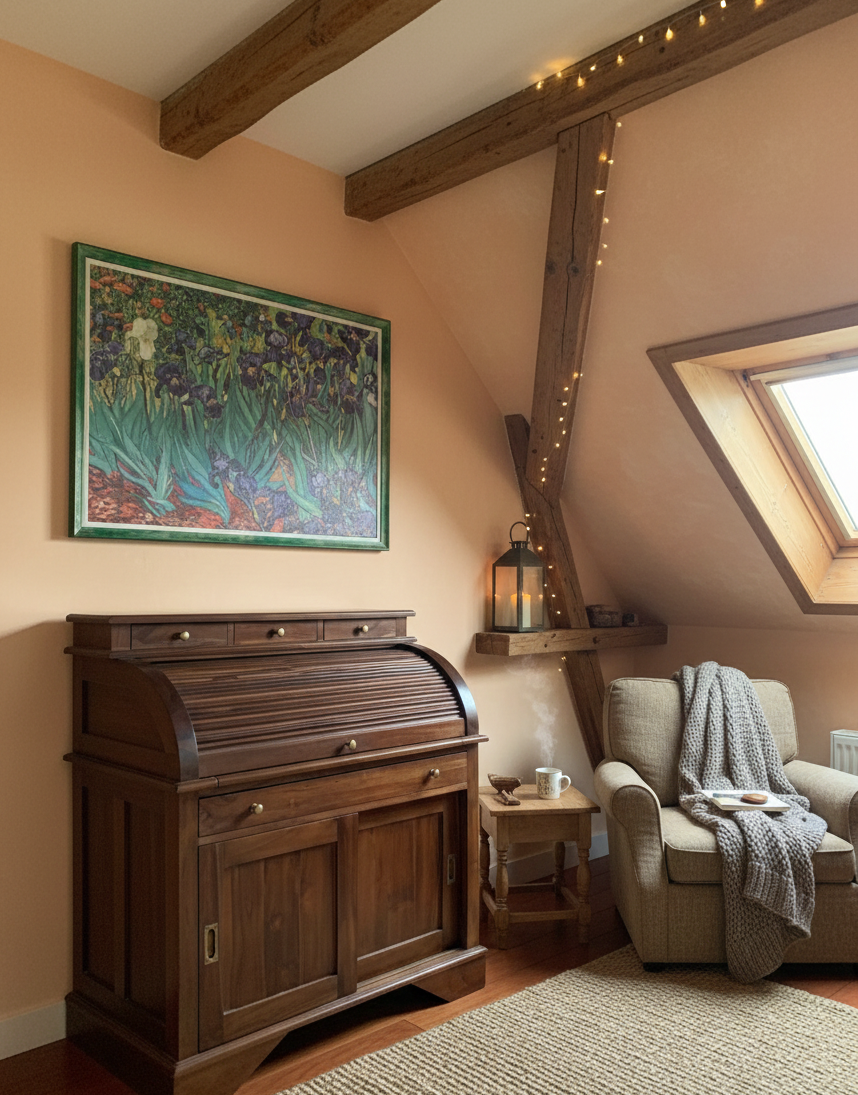 Escritorio colonial asiático a medida teca AM905