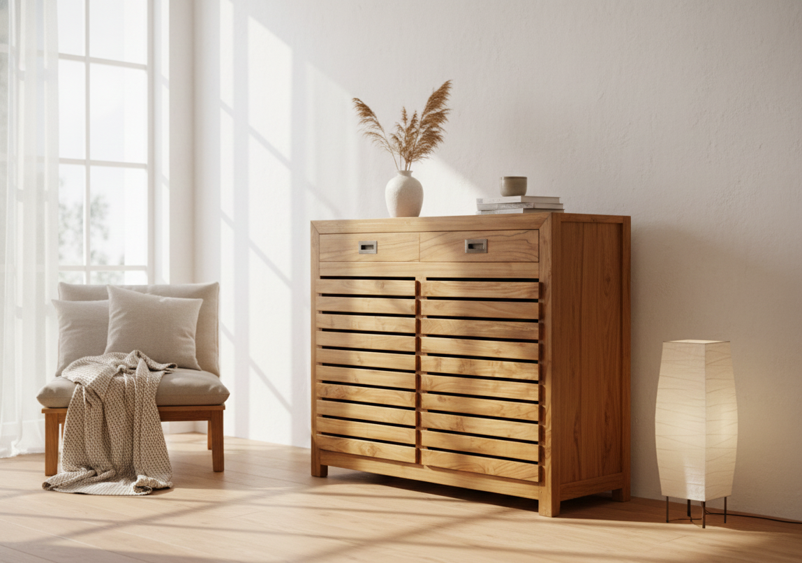 Cubreradiador colonial asiático a medida teca 05/35