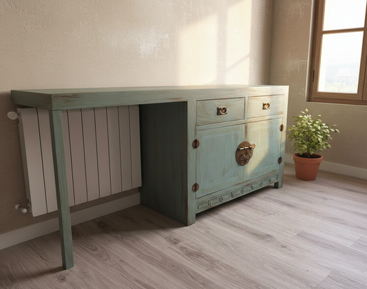 cubrerradiador colonial asiático a medida con mueble aparador AM202404111211