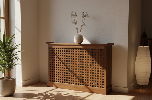 Cubreradiador colonial asiático a medida teca 09/35