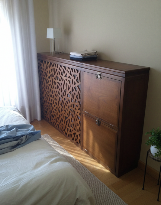 Cubreradiador colonial asiático a medida teca 25/35