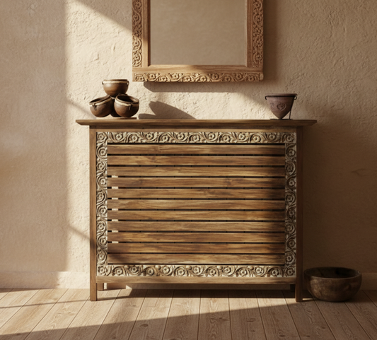 Cubreradiador a medida en madera con detalles tallados AM202107150824