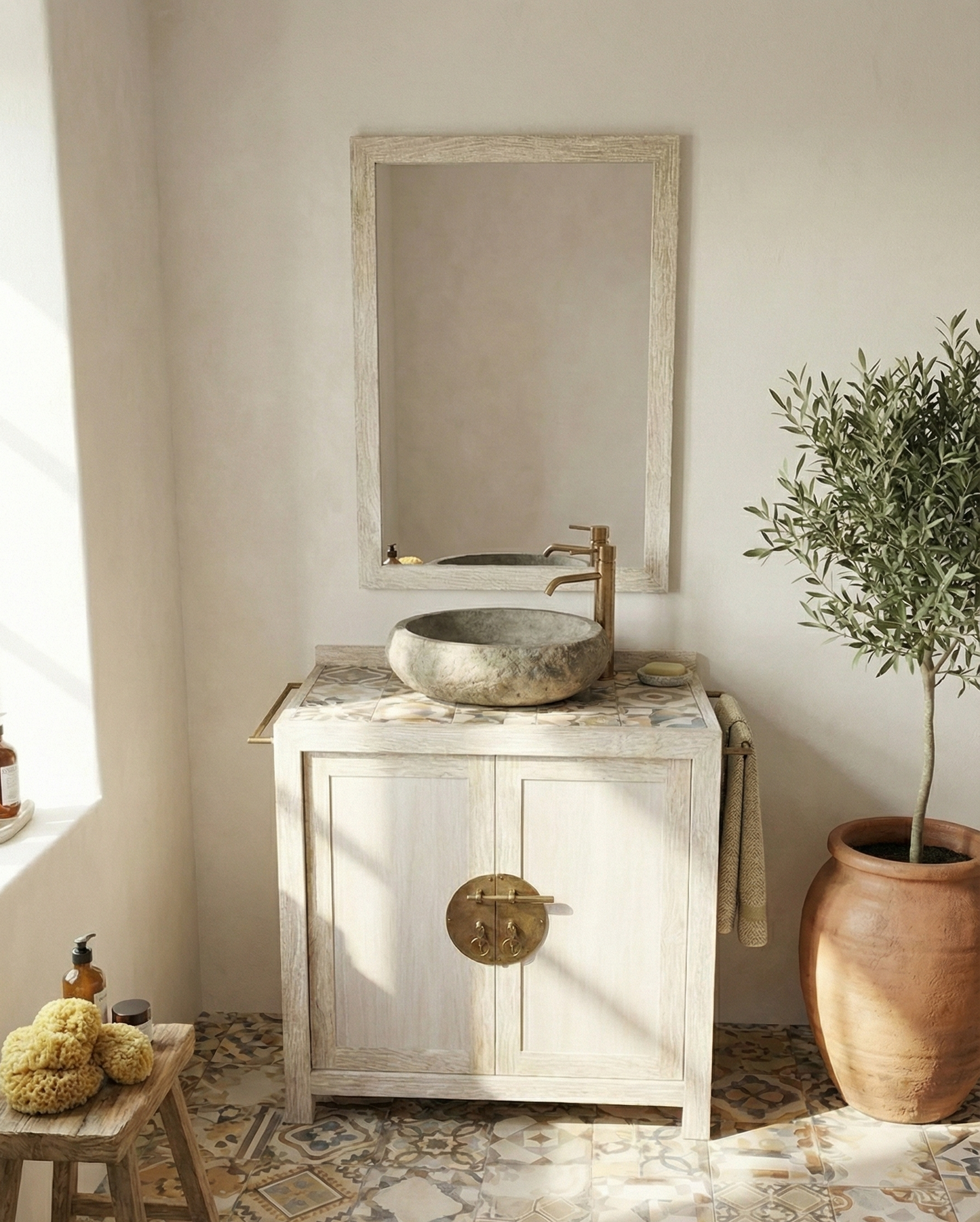Mueble de baño a medida teca - AM-21289