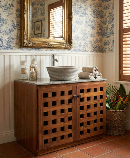 Mueble de Baño estilo colonial-asiático en teca fabricado artesanalmente 21/26