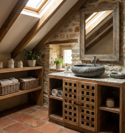 Mueble de Baño estilo colonial-asiático en teca fabricado artesanalmente 21/26