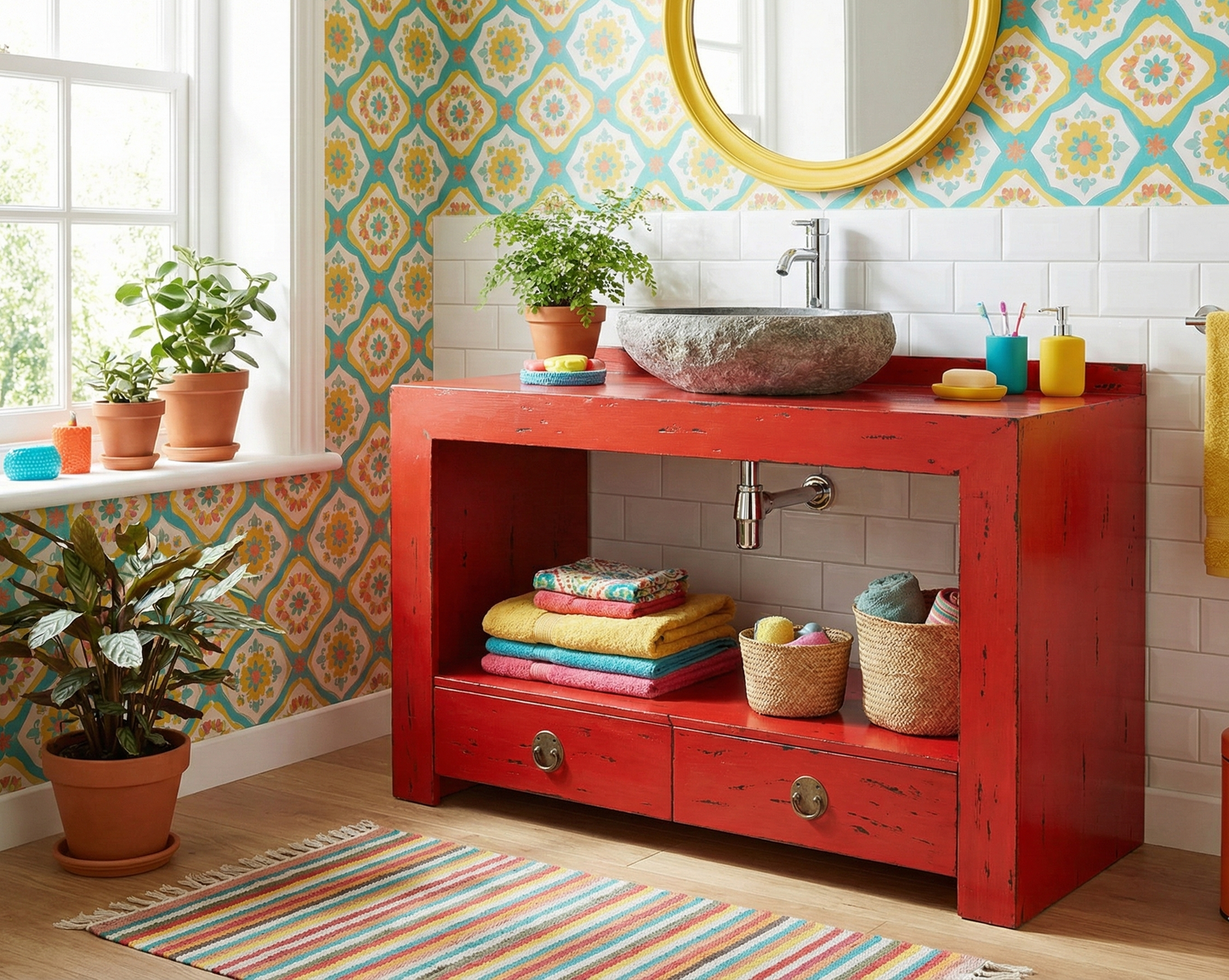 Mueble de baño colonial-asiático a medida teca 04/26