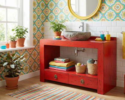 Mueble de baño colonial-asiático a medida teca 04/26