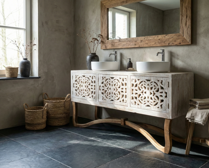 Mueble de Baño colonial-asiático a medida fabricado artesanalmente en teca AM-21168