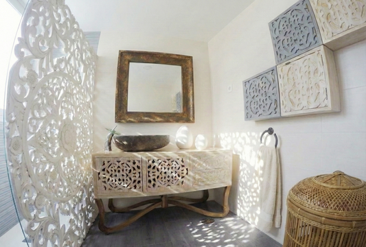 Mueble de Baño colonial-asiático a medida fabricado artesanalmente en teca AM-21168