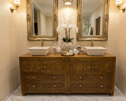 Mueble de Baño a medida tallado colonial-asiático TECA AM-21184