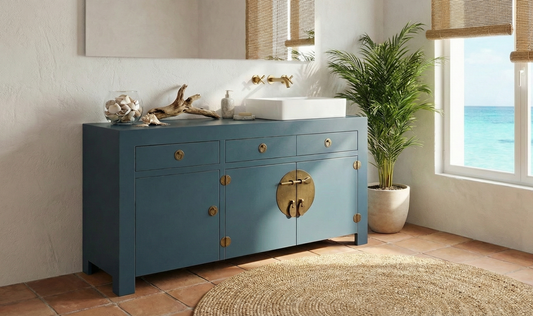Mueble de Baño colonial asiático a medida Teca 03/26