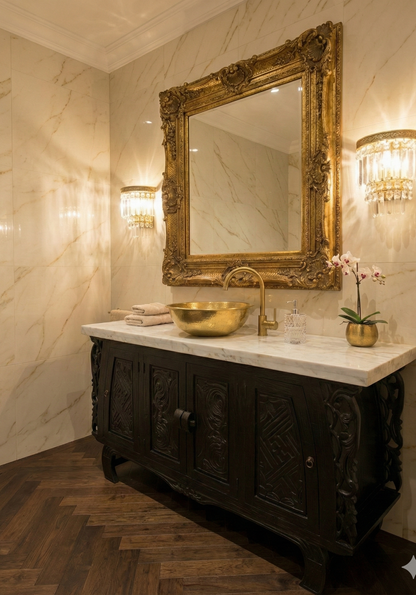Mueble de Baño colonial asiático a medida en TECA - AM-14311