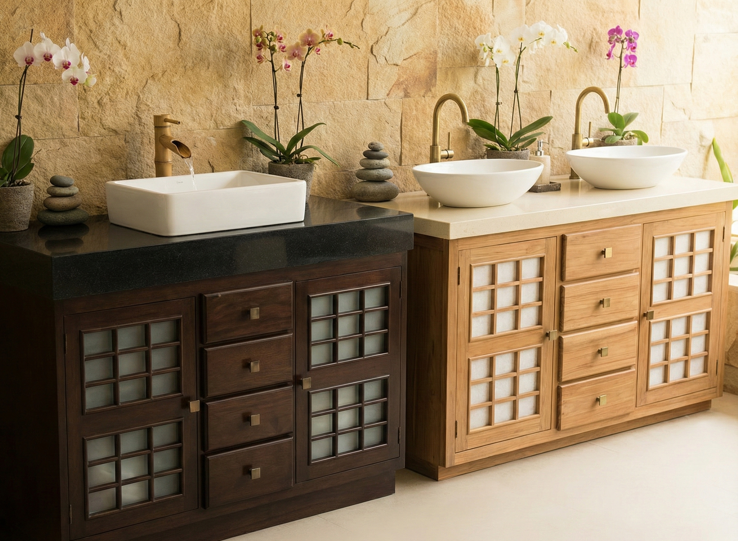 Mueble de Baño colonial-asiático Teca 07/26