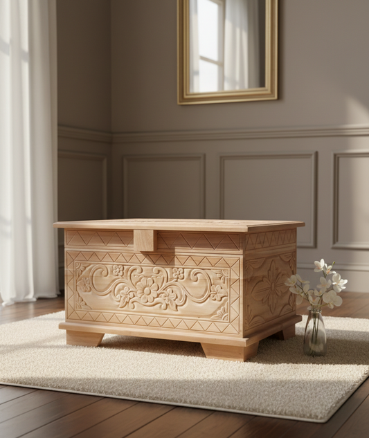 Baúl a medida teca  tallado  AM04/34