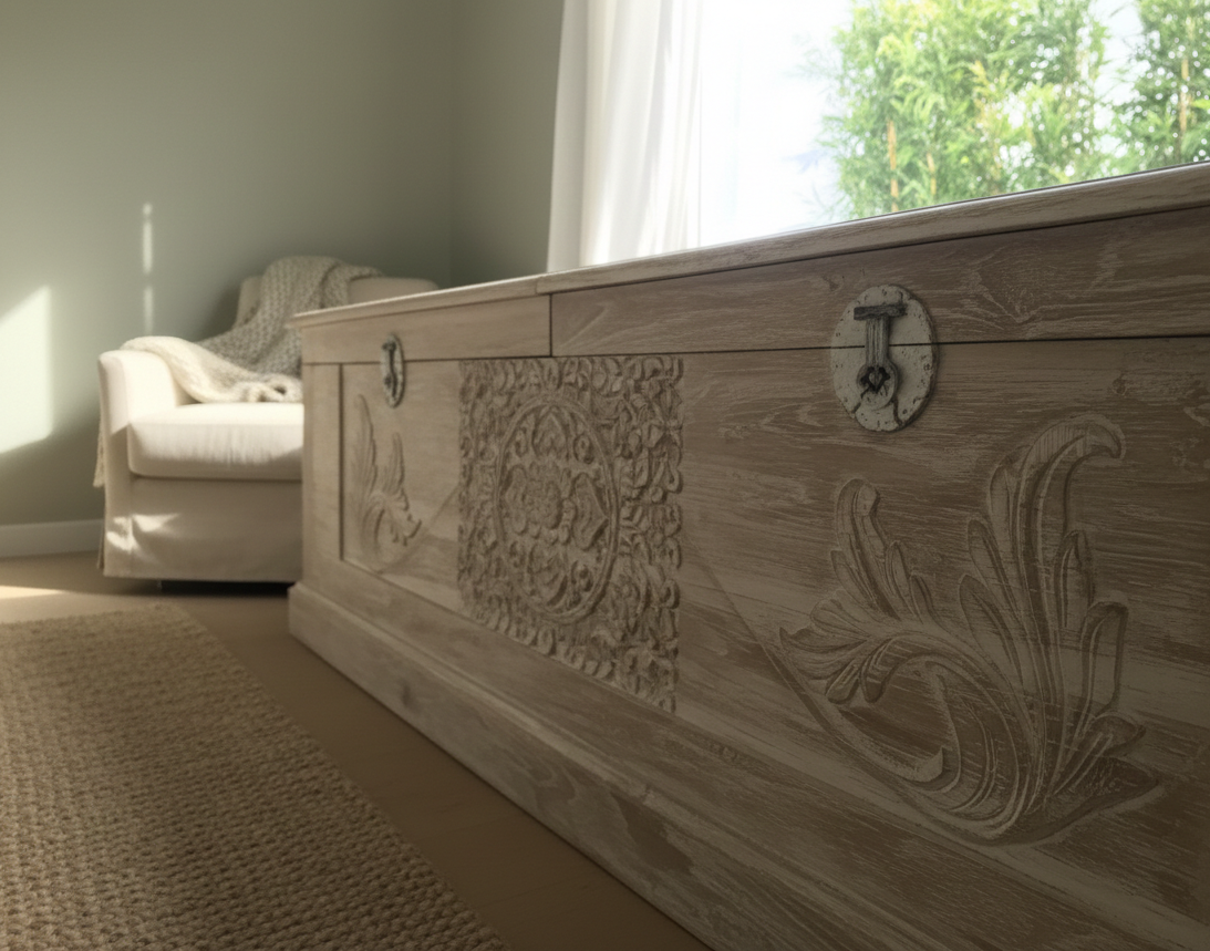 Baúl a medida teca tallado AM03/34