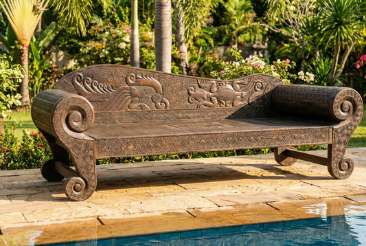 Banco a medida en madera roja de Timor - AM-20314