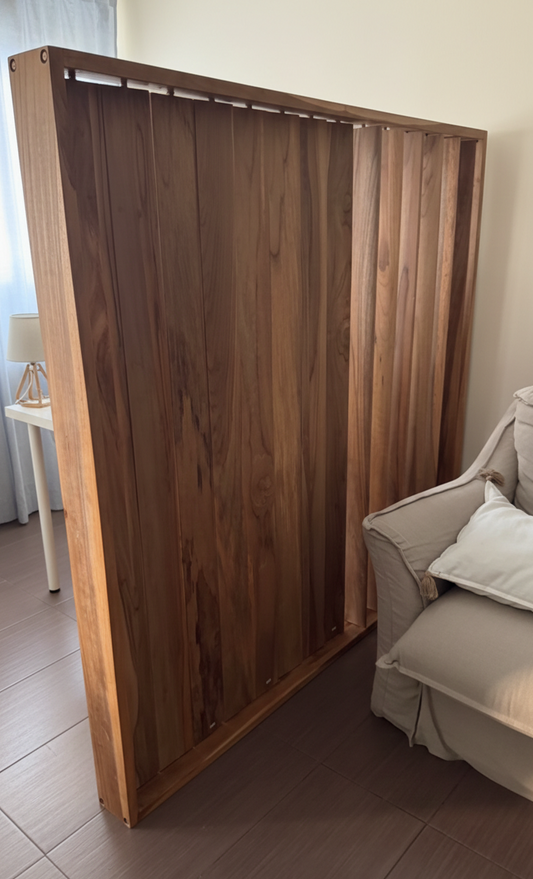 Biombo a medida de lamas giratorias en teca AM08085225