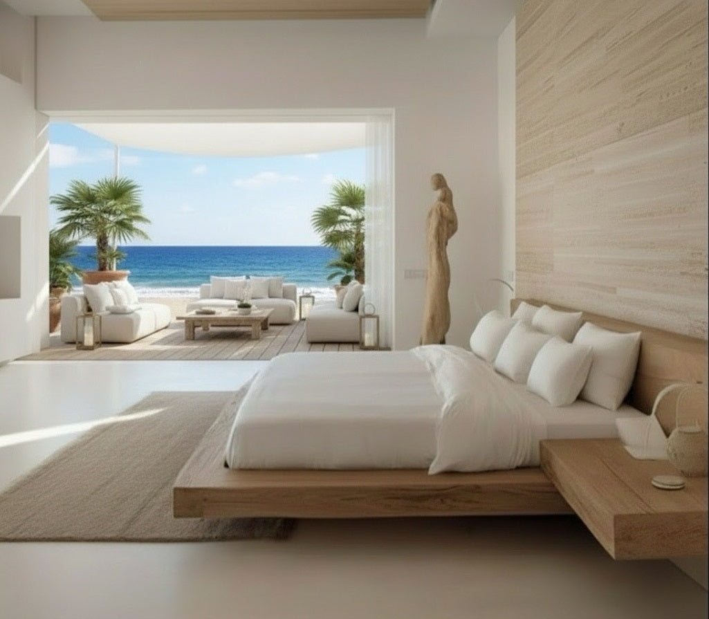 Cama colonial asiática a medida, teca AM161211