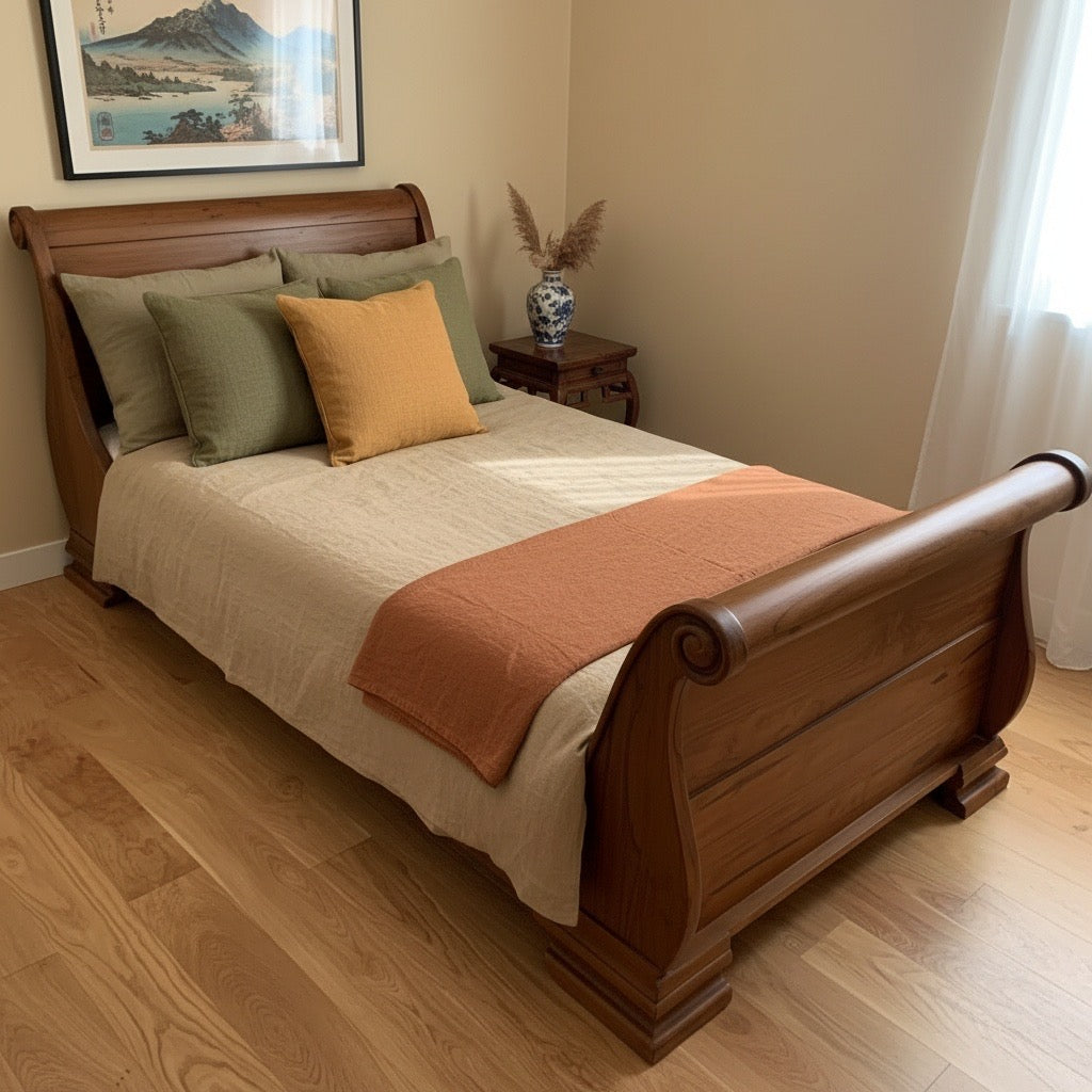 Cama colonial clásica teca a medida 07/61