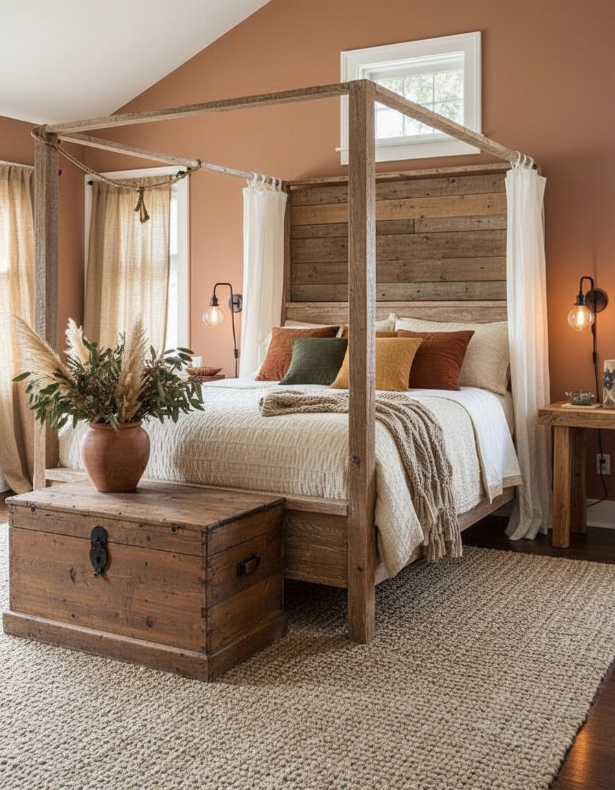 Cama a medida estilo colonial-asiático – AM-20085