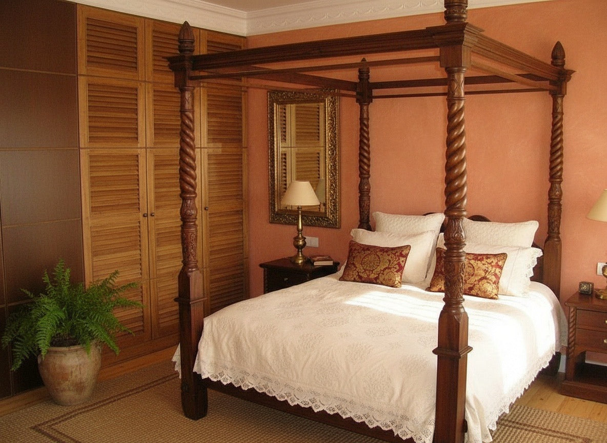 Cama india con o sin dosel a medida teca  18/61