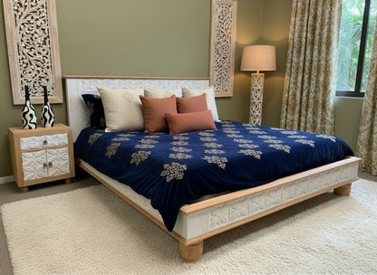 Cama colonial asiática a medida tallada teca 46/61