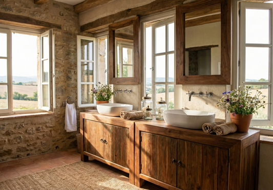Mueble de Baño colonial-asiático a medida fabricado artesanalmente en TECA 08/26